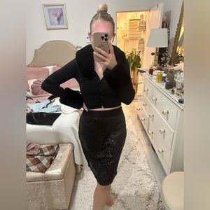 Black sequin pencil skirt